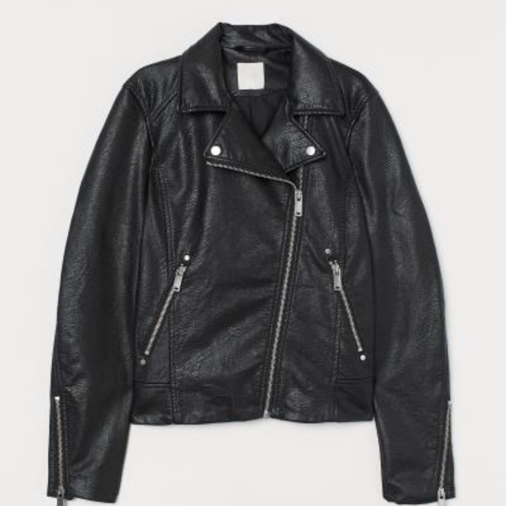 H&M Biker Vegan Leather Jacket XXS NWT - Picture 2 of 4